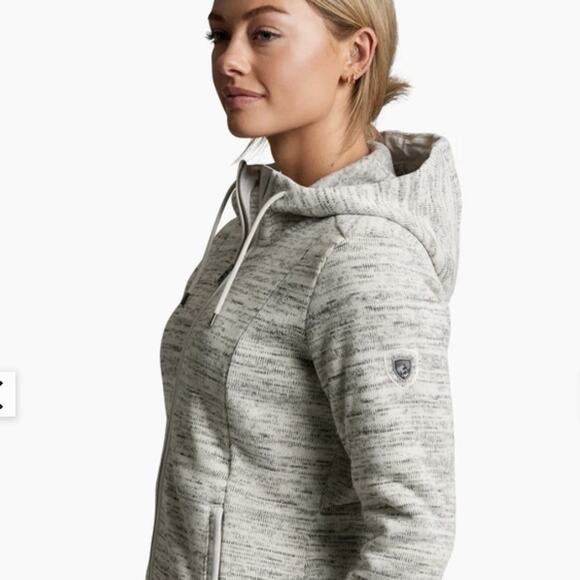 Kuhl Fleece Jacket Womens Small Light Gray Ascendyr Hooded Hiking Full Zip Gorp - Picture 2 of 14